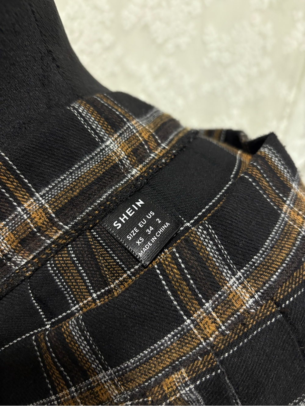SHEIN Black and Brown Plaid Pleated Skater Skirt - Picture 5 of 5